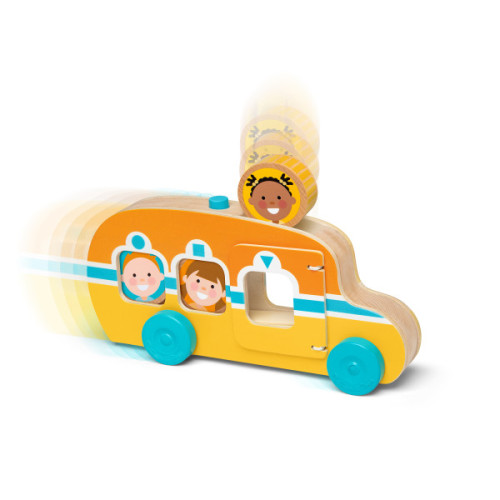 Melissa & Doug - GO Tots Houten bus Rollen & Rijden (met 3 schijven)
