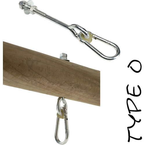 Schommelhaak Model O 10cm met Karabijnhaak