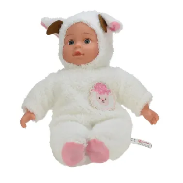 Beau Babypop met Dierenpyjama Schaap - Wit