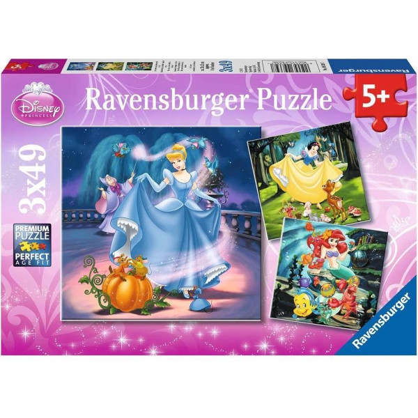 Ravenburge Kinderpuzzel - Sneeuwwitje, Assepoester, Arielle (3x49)