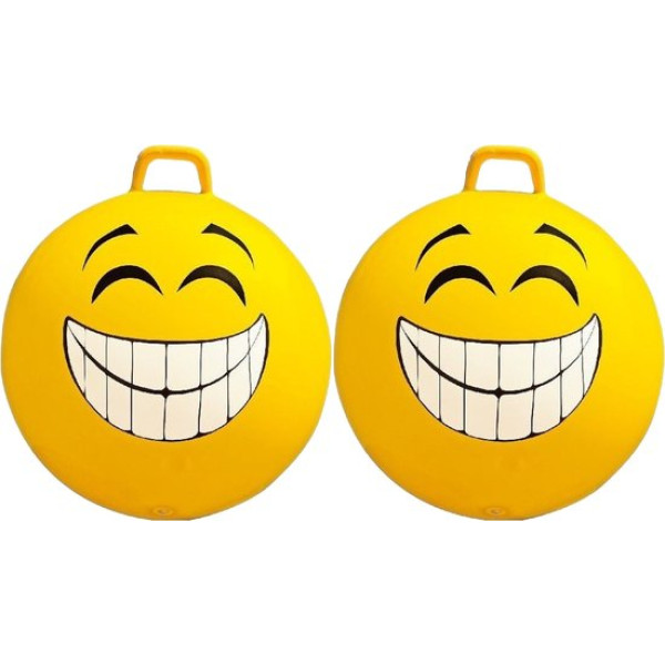 Skippybal smiley voor kinderen 65 cm geel