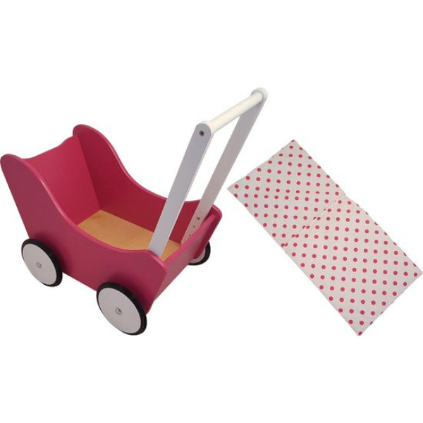 Playwood - Houten Poppenwagen fuchsia roze