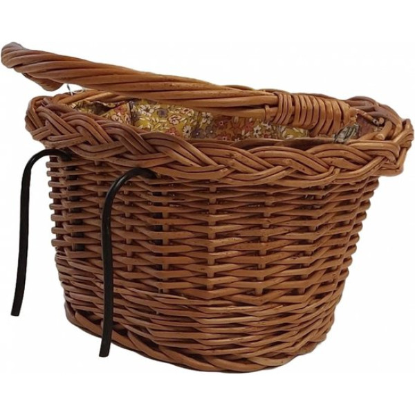 Rieten fietsmandje leren bandjes 