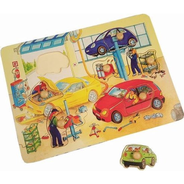 Houten Noppen Puzzel - Autogarage