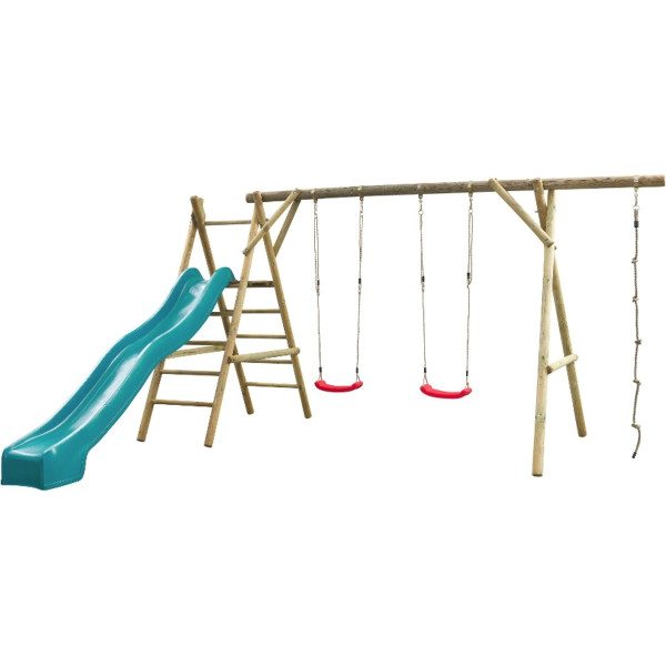 Houten Speeltoestel met Glijbaan Noortje - Turquoise