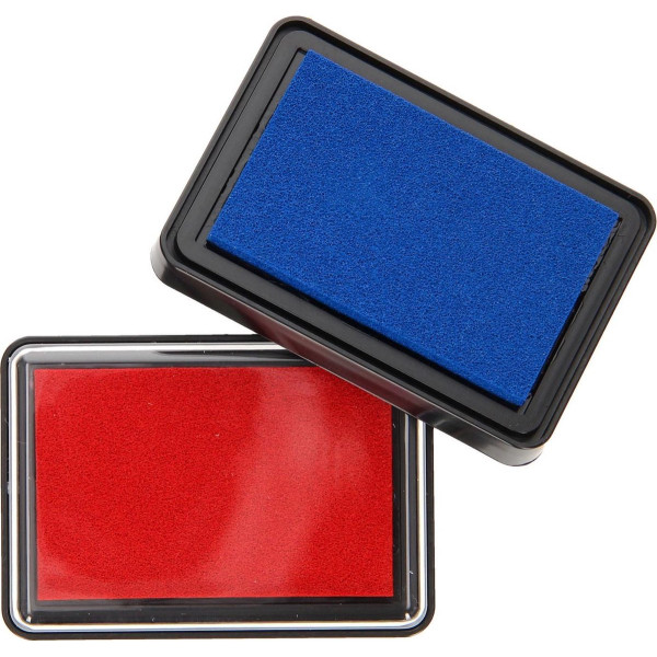 Stempelkussen 2st.  Rood & Blauw - 7,5 x 6 cm