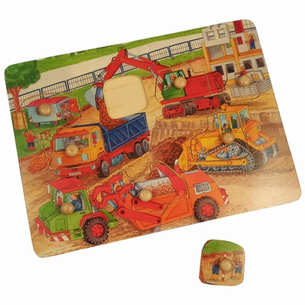Houten noppen puzzel - bouwplaats