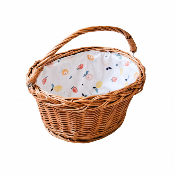 Rieten fietsmandje leren bandjes