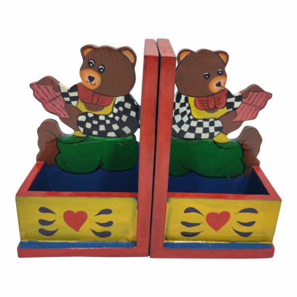 Houten Boekensteun pennenbakje