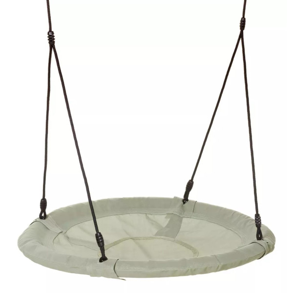 Dice - Nestschommel Pastelgroen Ø100cm - Zwart Gevlochten Touw