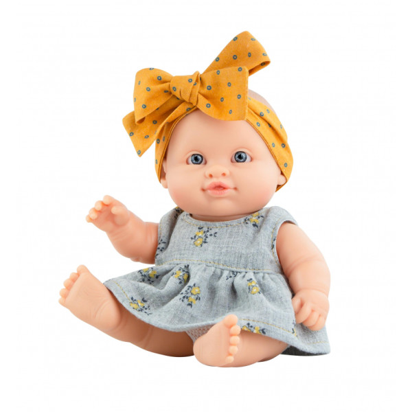 Paola Reina - Puppegie 21 cm - meisje gele strik