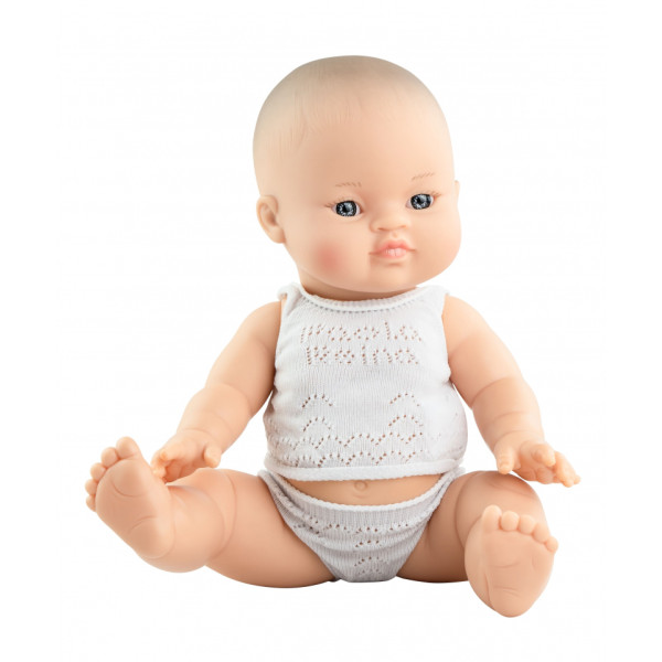 Paola Reina - Aziatische Babypop Gordi Blanca - Meisje met Ondergoed - 34cm