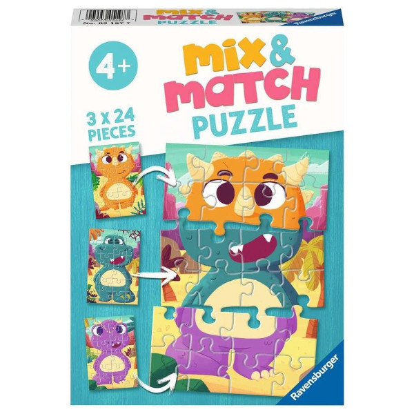 Ravenburger - Mix & Match Schattige dino´s (2x24) - Kinderpuzzel