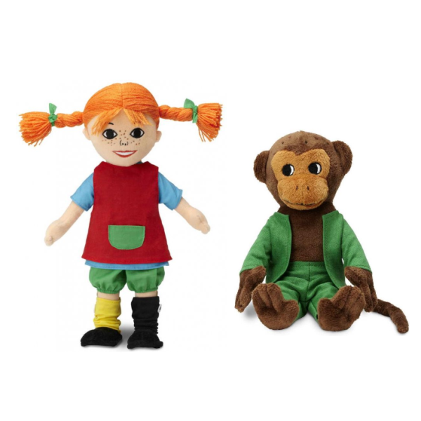 Setje knuffels pippi lankous (30cm) Meneer Nilson (23cm)